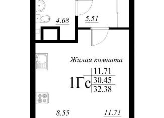 Продается квартира студия, 32.4 м2, Казань, ЖК Родина