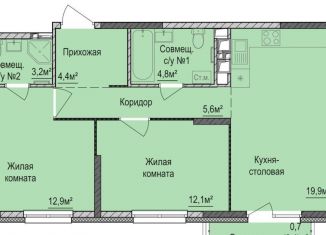Продается 2-комнатная квартира, 62.9 м2, Ижевск, жилой район Буммаш