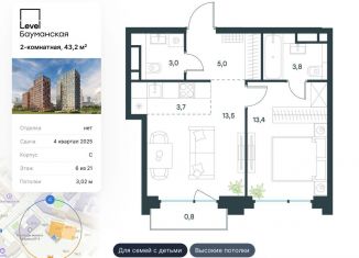 Продам 2-комнатную квартиру, 43.2 м2, Москва, Большая Почтовая улица, 18с1, Большая Почтовая улица