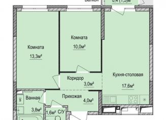 Продам двухкомнатную квартиру, 53.3 м2, Ижевск, Устиновский район