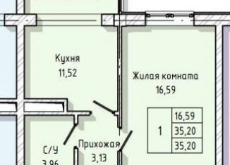 Продается однокомнатная квартира, 35.2 м2, Нальчик, улица А.А. Кадырова, 24, ЖК Молодёжный