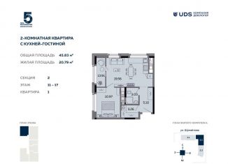 Продается двухкомнатная квартира, 46 м2, Ижевск, ЖК Пять Континентов