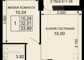 Продается однокомнатная квартира, 34.3 м2, Краснодар