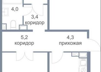 Продажа 2-комнатной квартиры, 71.3 м2, деревня Голубое