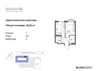 Продаю однокомнатную квартиру, 36.9 м2, Москва