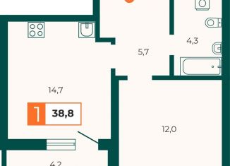 Продаю однокомнатную квартиру, 38.8 м2, Екатеринбург, Отрадная улица, 1Ак1, метро Геологическая