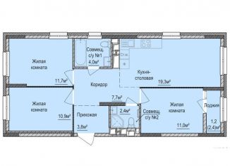 Продается трехкомнатная квартира, 70.8 м2, Ижевск, ЖК Покровский