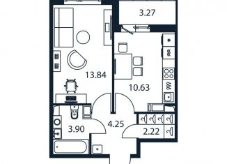 1-комнатная квартира на продажу, 36.5 м2, Ленинградская область