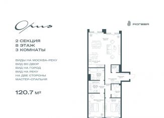 3-комнатная квартира на продажу, 120.7 м2, Москва, Даниловский район