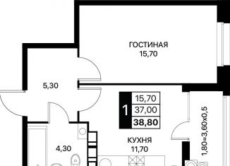 Продаю 1-комнатную квартиру, 38.8 м2, Ростовская область