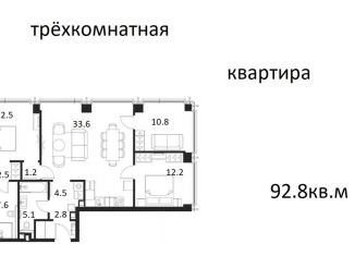 Продажа 3-комнатной квартиры, 92.8 м2, Москва