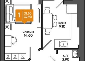 Однокомнатная квартира на продажу, 35.1 м2, Ростовская область