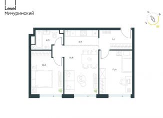 Продажа трехкомнатной квартиры, 58.2 м2, Москва, ЗАО