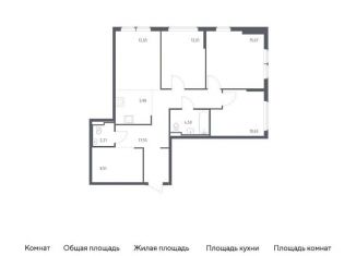 Продам трехкомнатную квартиру, 89.7 м2, село Остафьево, жилой комплекс Остафьево, к22