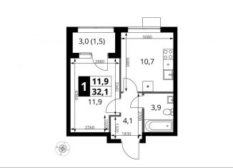 Продам однокомнатную квартиру, 32.1 м2, поселение Мосрентген