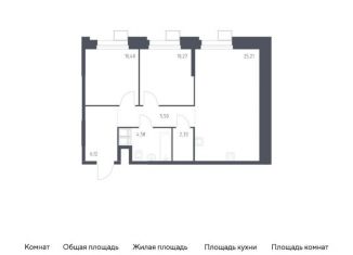Продается двухкомнатная квартира, 64.4 м2, поселение Мосрентген, многофункциональный комплекс Тропарево Парк, к2.2