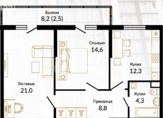Продается двухкомнатная квартира, 64.2 м2, Новороссийск, улица Куникова, 55к1, ЖК Облака