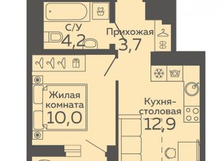 Продам однокомнатную квартиру, 32.4 м2, Екатеринбург, метро Ботаническая, Новосинарский бульвар, 2