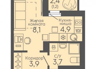 Продам квартиру студию, 21.8 м2, Свердловская область, Новосинарский бульвар, 6