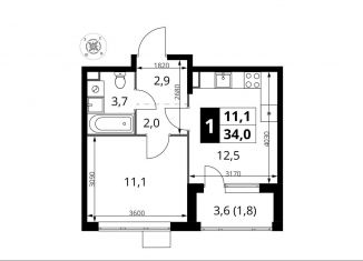 Продам 1-комнатную квартиру, 34 м2, Московская область