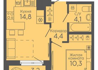 Продажа однокомнатной квартиры, 35.2 м2, Екатеринбург, Новосинарский бульвар, 6, метро Ботаническая