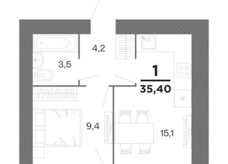 Продаю 1-комнатную квартиру, 35.4 м2, Рязань