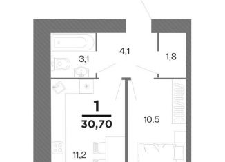 Продажа однокомнатной квартиры, 30.7 м2, Рязань