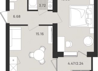 1-комнатная квартира на продажу, 43.6 м2, Калининград