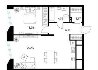 Продам однокомнатную квартиру, 56.2 м2, Рязань, Железнодорожный район, 1-й Осенний переулок