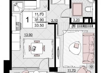 Продажа однокомнатной квартиры, 33.5 м2, Анапа