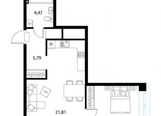 Однокомнатная квартира на продажу, 43.6 м2, Рязань, 1-й Осенний переулок