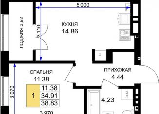 Продается 1-комнатная квартира, 38.8 м2, Гурьевск