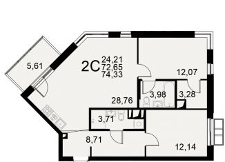 Продам 2-комнатную квартиру, 74.3 м2, Тула, Хлебная площадь