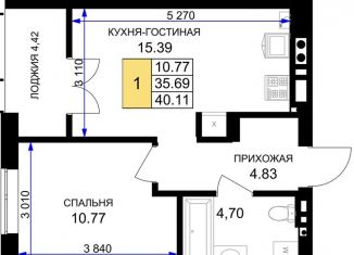 Продается однокомнатная квартира, 40.1 м2, Гурьевск