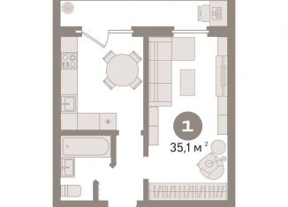 Продажа 1-комнатной квартиры, 35.1 м2, Тюмень, Суходольская улица, 12, Восточный округ