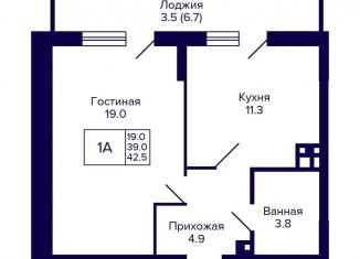 Продается 1-комнатная квартира, 42.5 м2, Новосибирск, улица Коминтерна, 1с