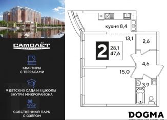 Продам двухкомнатную квартиру, 47.6 м2, Краснодар, Прикубанский округ