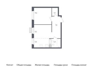 1-комнатная квартира на продажу, 39.5 м2, деревня Столбово, проспект Куприна, 36к1
