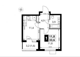 1-комнатная квартира на продажу, 33.6 м2, поселение Мосрентген