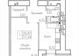 Продается 1-комнатная квартира, 37.5 м2, Барнаул, Индустриальный район, улица 65 лет Победы, 22