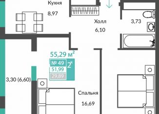 Продаю двухкомнатную квартиру, 52 м2, Крым