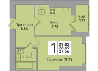 Продается однокомнатная квартира, 29.8 м2, Калининград