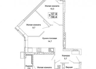 Продается 3-ком. квартира, 59.4 м2, Волгоград