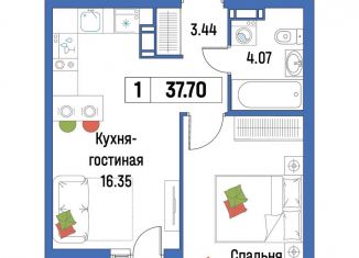 Продается однокомнатная квартира, 37.7 м2, Мурино, ЖК Урбанист