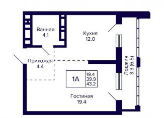 Продаю 1-комнатную квартиру, 43.2 м2, Новосибирск, метро Маршала Покрышкина, улица Фрунзе, с1