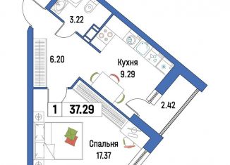 Продается 1-комнатная квартира, 37.3 м2, Ленинградская область