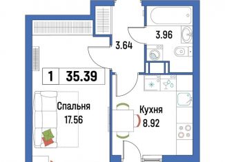 Продается 1-комнатная квартира, 35.4 м2, Мурино, ЖК Урбанист