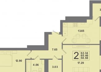 Продается 2-комнатная квартира, 62.3 м2, Калининградская область, Крейсерская улица, 13к1