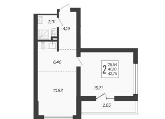 Продам двухкомнатную квартиру, 42.8 м2, Сочи, ЖК Кислород