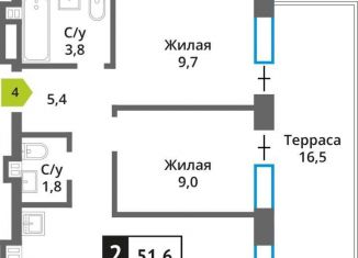 Продается двухкомнатная квартира, 51.6 м2, Красногорск